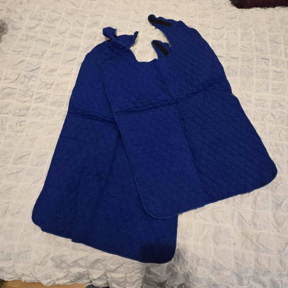Bundle of 2 — Quilted Blue Adult Bibs (Velcro Closure)